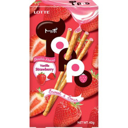 LOTTE TOPPO Choco Bretzel Sticks Vanille-Fraise